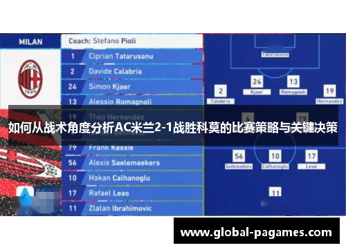 如何从战术角度分析AC米兰2-1战胜科莫的比赛策略与关键决策 如何从战术角度分析AC米兰2-1战胜科莫的比赛策略与关键决策